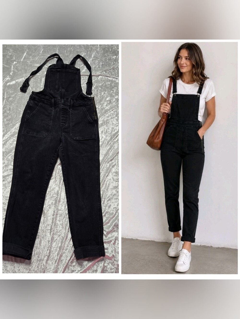 Madewell Black Straight Carpenter Denim Overalls Size Small